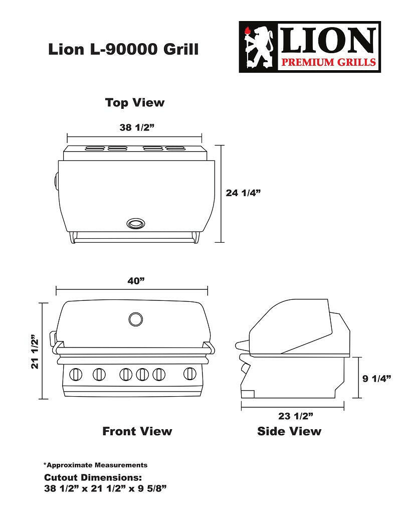 Lion 40 Inch 5 Burner Gas Grill - Propane - L90000 - 90814 - Texas Outdoor Patio Center